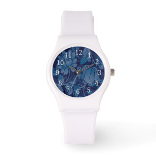 Graceful Blue Floral Watch Armbanduhr