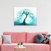 Graceful Blue Tree of Life with Moon Leinwanddruck (Insitu (Wohnzimmer))