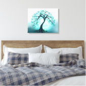 Graceful Blue Tree of Life with Moon Leinwanddruck (Insitu (Schlafzimmer))