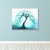 Graceful Blue Tree of Life with Moon Leinwanddruck (Insitu (Holzboden))