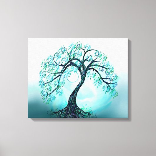 Graceful Blue Tree of Life with Moon Leinwanddruck (Vorderseite)