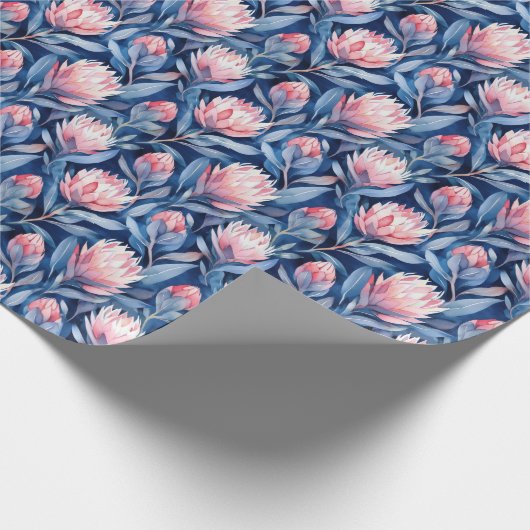 Graceful Blue Watercolor Flowers Pattern Geschenkpapier (Ecke)