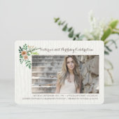 Graceful Blume Foto Einladung (Stehend Vorderseite)