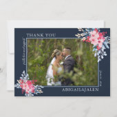 Graceful Blumenrosa und Dusty Blue Wedding Dankeskarte (Vorderseite)