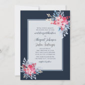 Graceful Blumenrosa und Dusty Blue Wedding Einladung (Vorderseite)