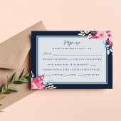 Graceful Blumenrosa und Dusty Blue Wedding RSVP Karte