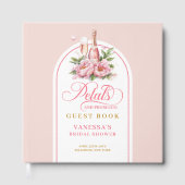 Graceful blush and gold petals prosecco sign book gästebuch (Vorderseite)