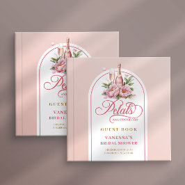 Graceful blush and gold petals prosecco sign book gästebuch