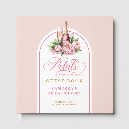 Graceful blush gold petals prosecco shower book gästebuch (Vorderseite)