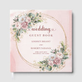 Graceful Blush Pink Flowers Eucalyptus Guest Book Gästebuch (Vorderseite)