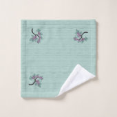 Graceful Blütenbaum Grün + Pflaume Badetuch Se Badhandtuch Set (Waschlappen)
