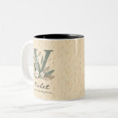 Graceful Boho Chic Floral Monogram Tasse für Viole (Vorderseite Links)