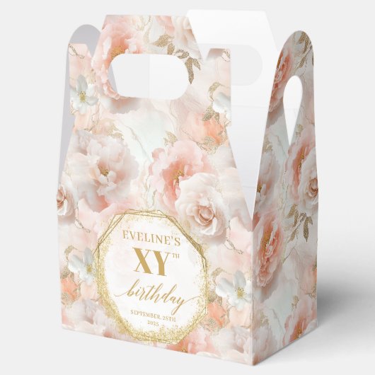 Graceful Boho Pastel Pink Rustikale Gold Geburtsta Geschenkschachtel (Geöffnet)