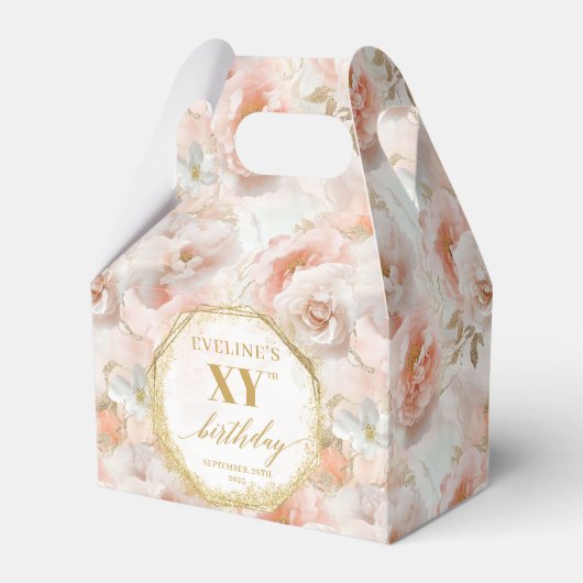 Graceful Boho Pastel Pink Rustikale Gold Geburtsta Geschenkschachtel (Vorderseite)