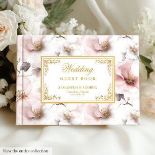 Graceful boho staubige rosa Gold Hochzeitsgast-Buc Gästebuch