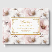 Graceful boho staubige rosa Gold Hochzeitsgast-Buc Gästebuch (Vorderseite)