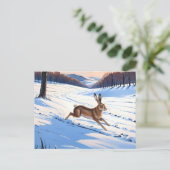 Graceful Bounds of Hare : Full of Winter Joy Postkarte (Stehend Vorderseite)