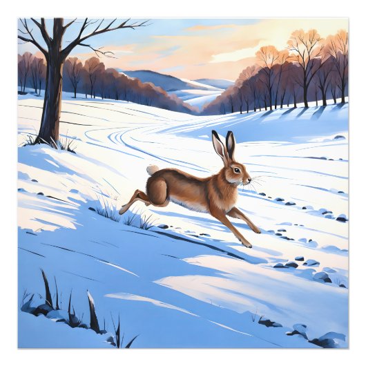 Graceful Bounds of Hare : Voll Winterfreude Fotodruck (Vorne)