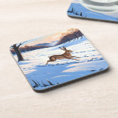 Graceful Bounds of Hare : Voll Winterfreude Getränkeuntersetzer (Linke Seite)