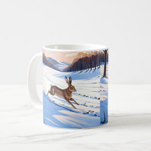 Graceful Bounds of Hare : Voll Winterfreude Kaffeetasse (Vorderseite Links)