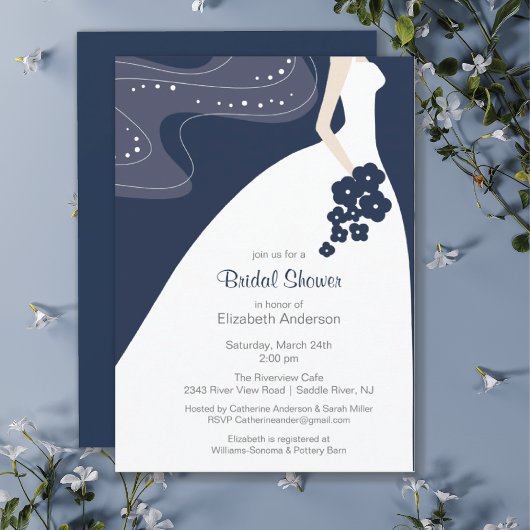 Graceful Bride Bridal Dusche Einladung Blue