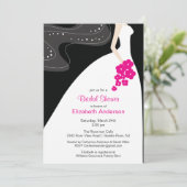 Graceful Bride Bridal Dusche Einladung Hot Pink (Stehend Vorderseite)