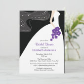 Graceful Bride Bridal Dusche Einladung Lila (Stehend Vorderseite)