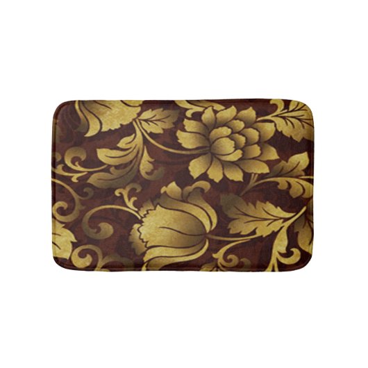 Graceful Brown Floral Bath Mat Badematte (Vorderseite)