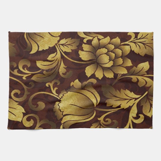 Graceful Brown Floral Kittuch Küchentuch (Horizontal)