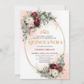 Graceful Burgundy Peonies Eucalyptus Quince Invite Einladung (Vorderseite)