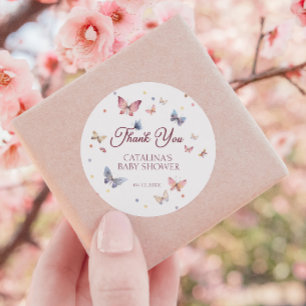 Graceful Butterfly Pastell Danke Runder Aufkleber