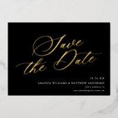 Graceful Calligraphy Non-Photo Save The Date Card Folieneinladung (Vorderseite)