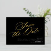 Graceful Calligraphy Non-Photo Save The Date Card Folieneinladung (Stehend vorne)