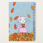 Graceful Cat and Autumn Leaves Kid Spiral Notebook Notizblock (Rückseite)