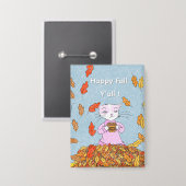 Graceful Cat Fall Collectible Pin Button (Vorderseite/Rückseite)