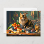 Graceful Cat in Frucht Stillleben Kunst Postkarte (Vorne/Hinten)