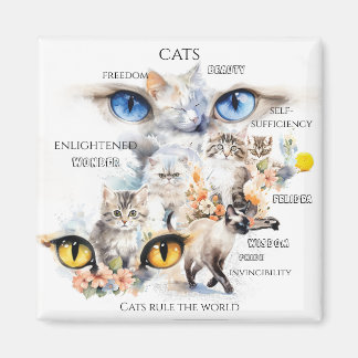 Graceful Cats Wasserfarben Art Typografie Magnet