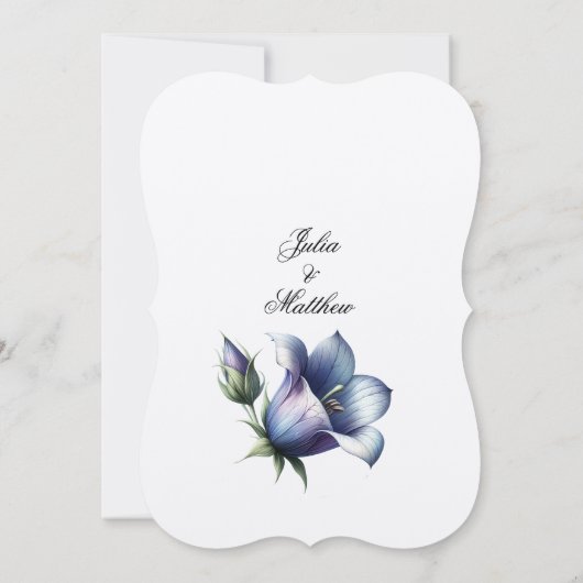 Graceful Celebration of Liebe with Elegant Bellflo Einladung (Rückseite)