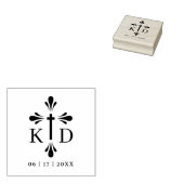 Graceful Christian Cross Monogram Wedding Initials Gummistempel (Stempel)