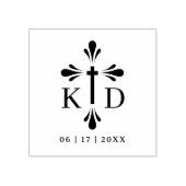 Graceful Christian Cross Monogram Wedding Initials Gummistempel (Prägung)
