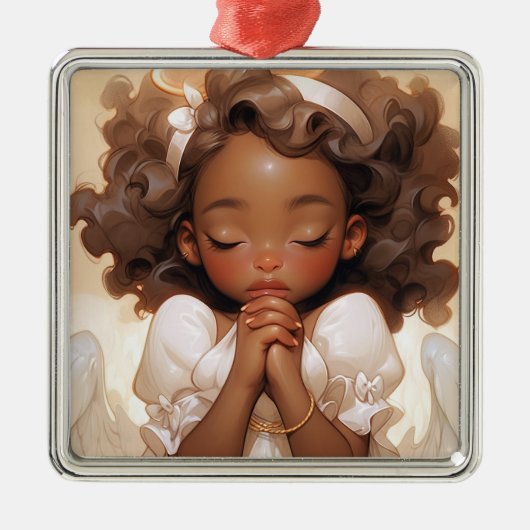 Graceful Christmas Black Angel Guardian Ornament Aus Metall (Vorne)