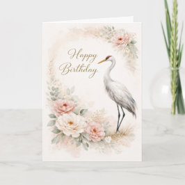 Graceful Crane Birthday Elegance Karte