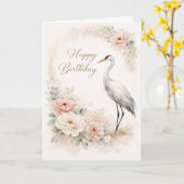 Graceful Crane Birthday Elegance Karte (Gelbe Blume)