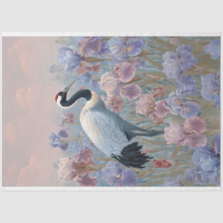 Graceful Crane Field Blooming Ire Decoupage Seidenpapier