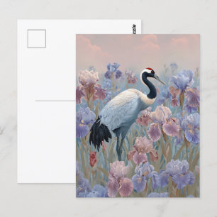 Graceful Crane Field of Blooming Ire Postkarte