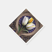 Graceful Curves: White Tulip in Art Nouveau Design Serviette (Ecke)