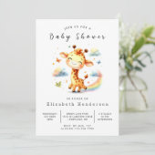 Graceful Custom Giraffe Baby Dusche Einladung (Stehend Vorderseite)