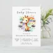 Graceful Custom Giraffe Baby Dusche Einladung (Stehend Vorderseite)