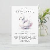 Graceful Custom Swan Baby Dusche Einladung (Stehend Vorderseite)