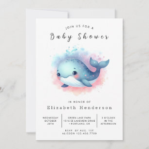 Graceful Custom Whale Baby Dusche Einladung